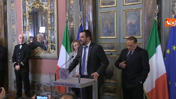 1 - Salvini, Berlusconi, Meloni al termine delle Consultazioni con la presidente del Senato Casellati