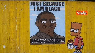 3 - George Floyd, sui muri di Milano le opere antirazziste, i Simpson diventano afroamericani
