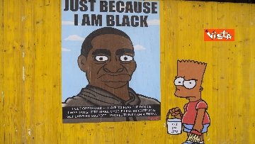 2 - George Floyd, sui muri di Milano le opere antirazziste, i Simpson diventano afroamericani