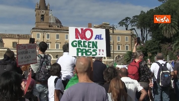 5 - No green pass, protesta a Piazza del Popolo a Roma. Le immagini