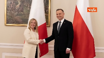 1 - Polonia-Italia, Meloni ricevuta dal presidente Duda a Varsavia